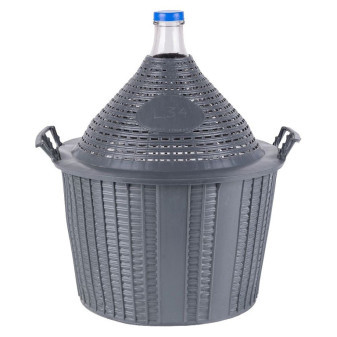 Demižon skleněný v plastovém koši 34l