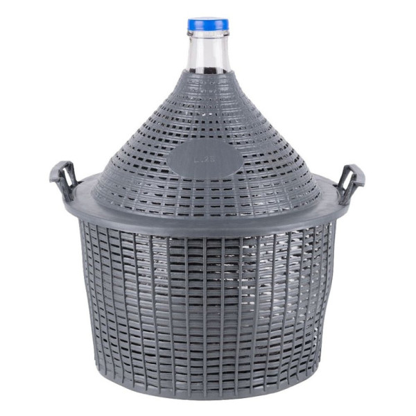 Demižon skleněný v plastovém koši 25l