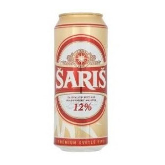 Šariš 12° - světlý ležák 4.9% - plech - Slovenské pivo - 0.5L