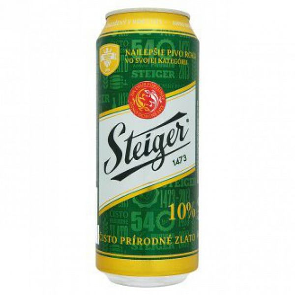 Steiger 10 % - světlé výčepní - plech - Slovenské pivo - 0.5L