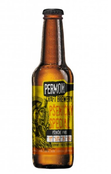 Permon pšeničné - svrchně kvašené světlé pivo 5.0% - pivovar Permon - 0.5L