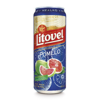 Litovel Pomelo - nealkoholický míchaný nápoj s příchutí červeného pomela - pivovar Litovel - Plech - 0.5L