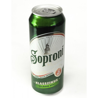 Soproni 5.3% - světlý ležák - pivovar Heineken - plech - 0.5L - maďarské pivo
