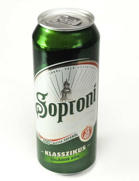 Soproni 5.3% - světlý ležák - pivovar Heineken - plech - 0.5L - maďarské pivo