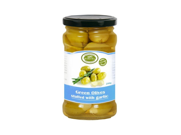 Olivy zelené plněné česnekem KORVEL - Řecko - 290g