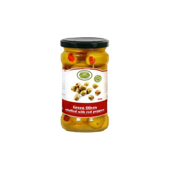 Olivy zelené plněné paprikou KORVEL - Řecko - 290g