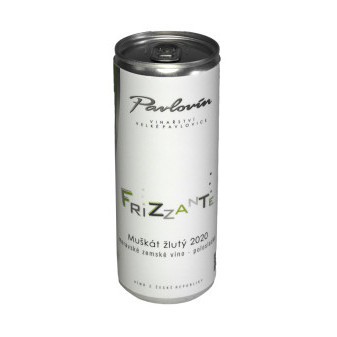 Frizzante - Muškát žlutý - jemně perlivé polosladké - 10,5% - Pavlovín - plech - 0.25 l
