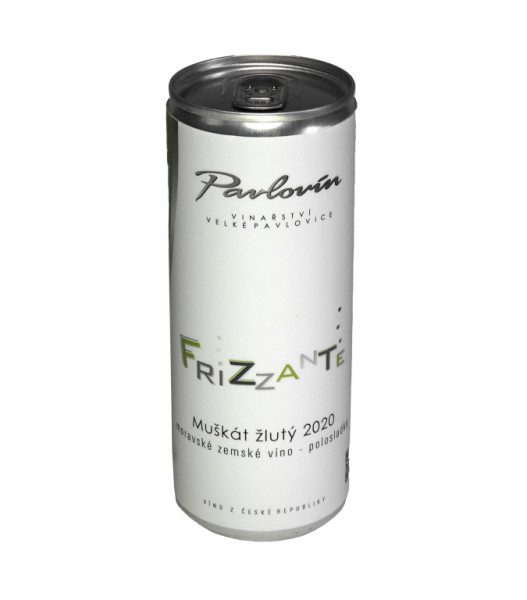 Frizzante - Muškát žlutý - jemně perlivé polosladké - 10,5% - Pavlovín - plech - 0.25 l