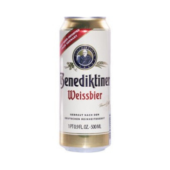 Benediktiner pivo 5.4% - světlý ležák - Německo - plech - 0.5L