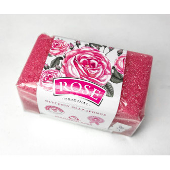 Mýdlo glycerinové růžové s houbou - Bulharsko - 70g