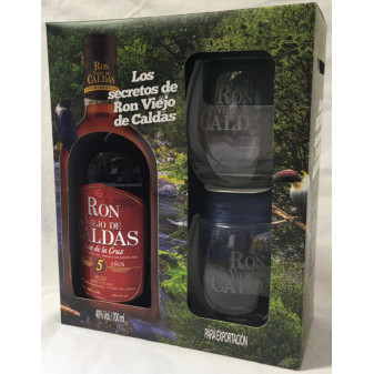 Ron Viejo De Caldas 5* - kolumbijský rum 40% / 2 sklenice - Kolumbie - 0,70L