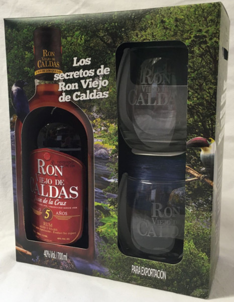 Ron Viejo De Caldas 5* - kolumbijský rum 40% / 2 sklenice - Kolumbie - 0,70L